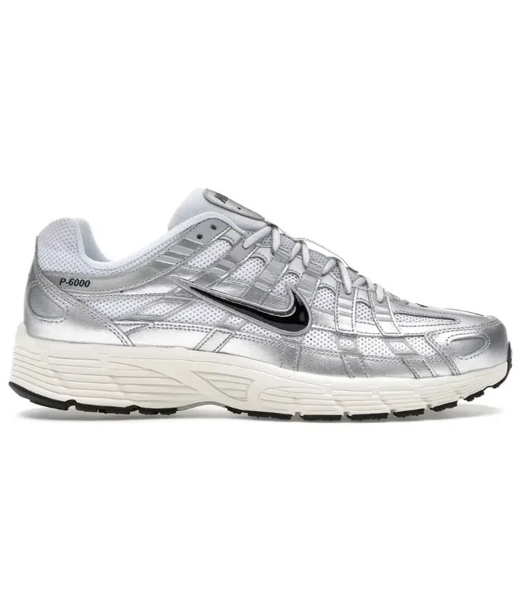 Nike P-6000 White Metallic Silver Black