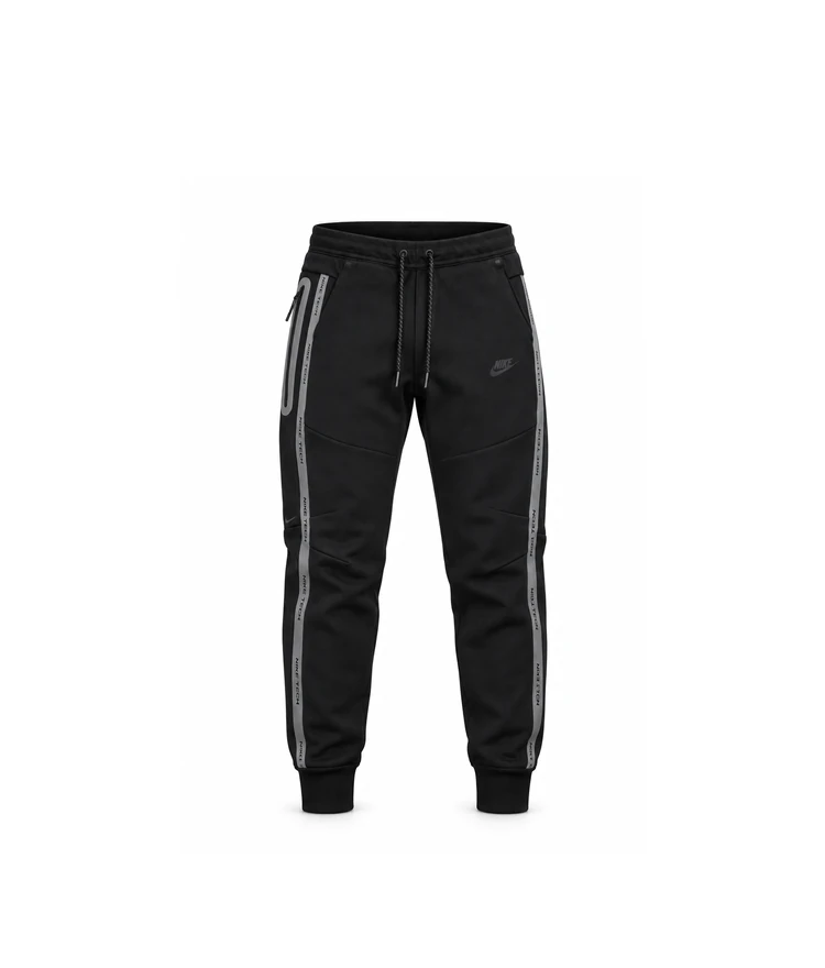 NIKE Tech Fleece Joggers Black White Reflective
